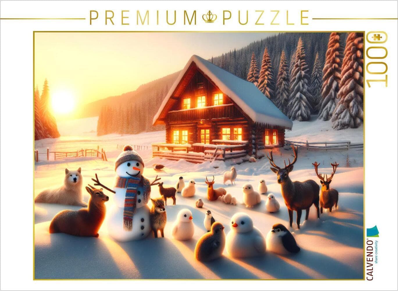 CALVENDO Puzzle Winterliches Abendglühen | 1000 Teile Lege-Größe 64x48cm Foto-Puzzle für glückliche Stunden