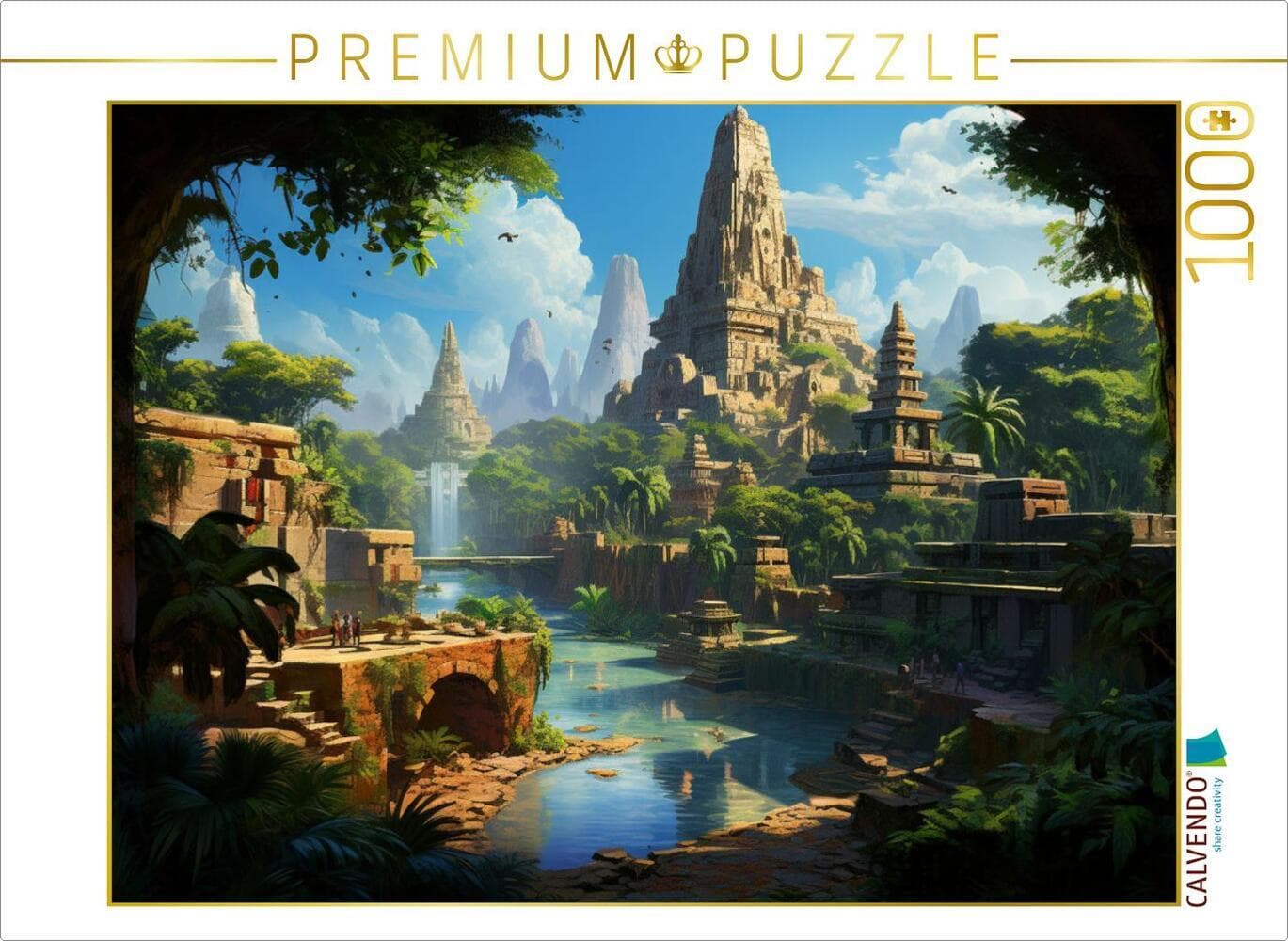 CALVENDO Puzzle Fantasievolle Pyramidenstadt in Südamerika - Maya Inka | 1000 Teile Lege-Größe 64x48