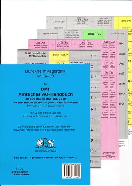 DürckheimRegister® Amtliches AO-Handbuch BMF MIT Stichworten