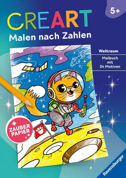 CreArt Malen nach Zahlen ab 5 - Zauberpapier: Weltraum