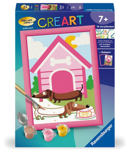 CreArt, Malen nach Zahlen Kinder - Charmante Dackel