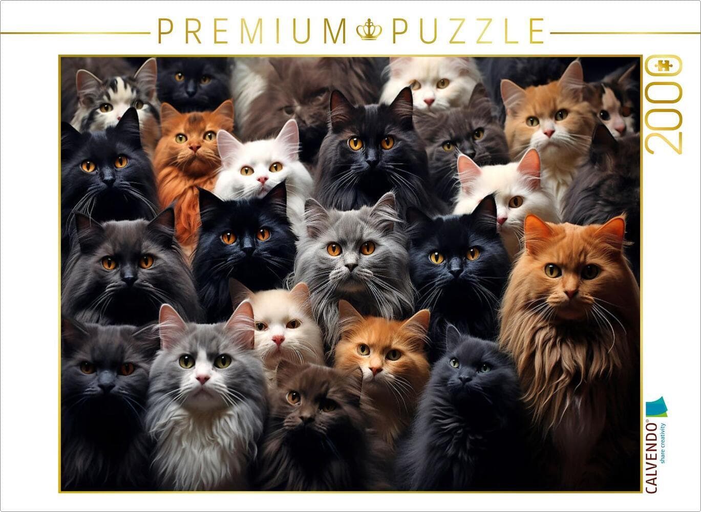 CALVENDO Puzzle Viele Katzen auf einem Bild | 2000 Teile Lege-Größe 90x67cm Foto-Puzzle für glücklic
