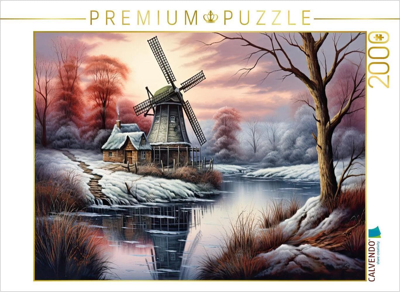 CALVENDO Puzzle Windmühle im ersten Frost | 2000 Teile Lege-Größe 90x67cm Foto-Puzzle für glückliche