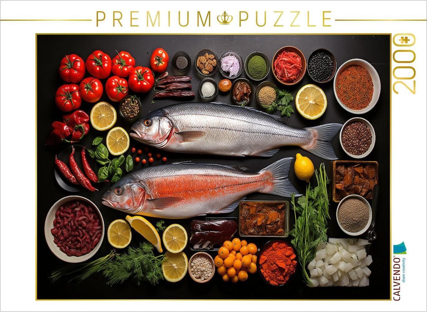 CALVENDO Puzzle Fischplatte zur gesunden Ernährung | 2000 Teile Lege-Größe 90x67cm Foto-Puzzle für g