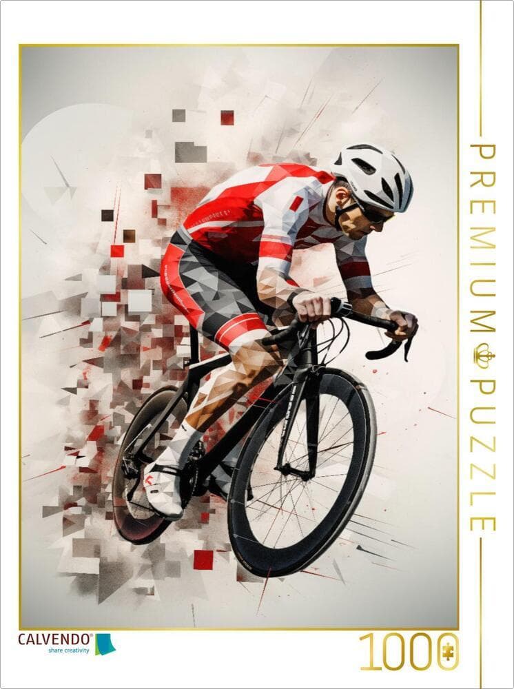 CALVENDO Puzzle Rote Leidenschaft: Abstrakte Rennradenergie in Schwarz | 1000 Teile Lege-Größe 64x48