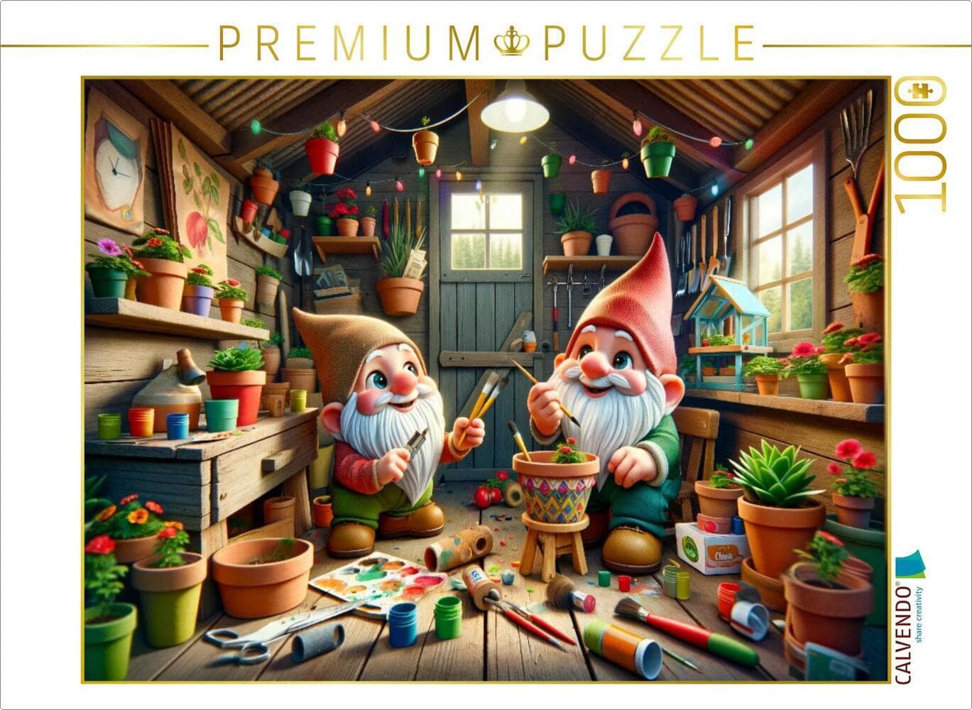 CALVENDO Puzzle Zwergenwerkstatt: Künstlerische und handwerkliche Frühlingsvorbereitungen | 1000 Tei
