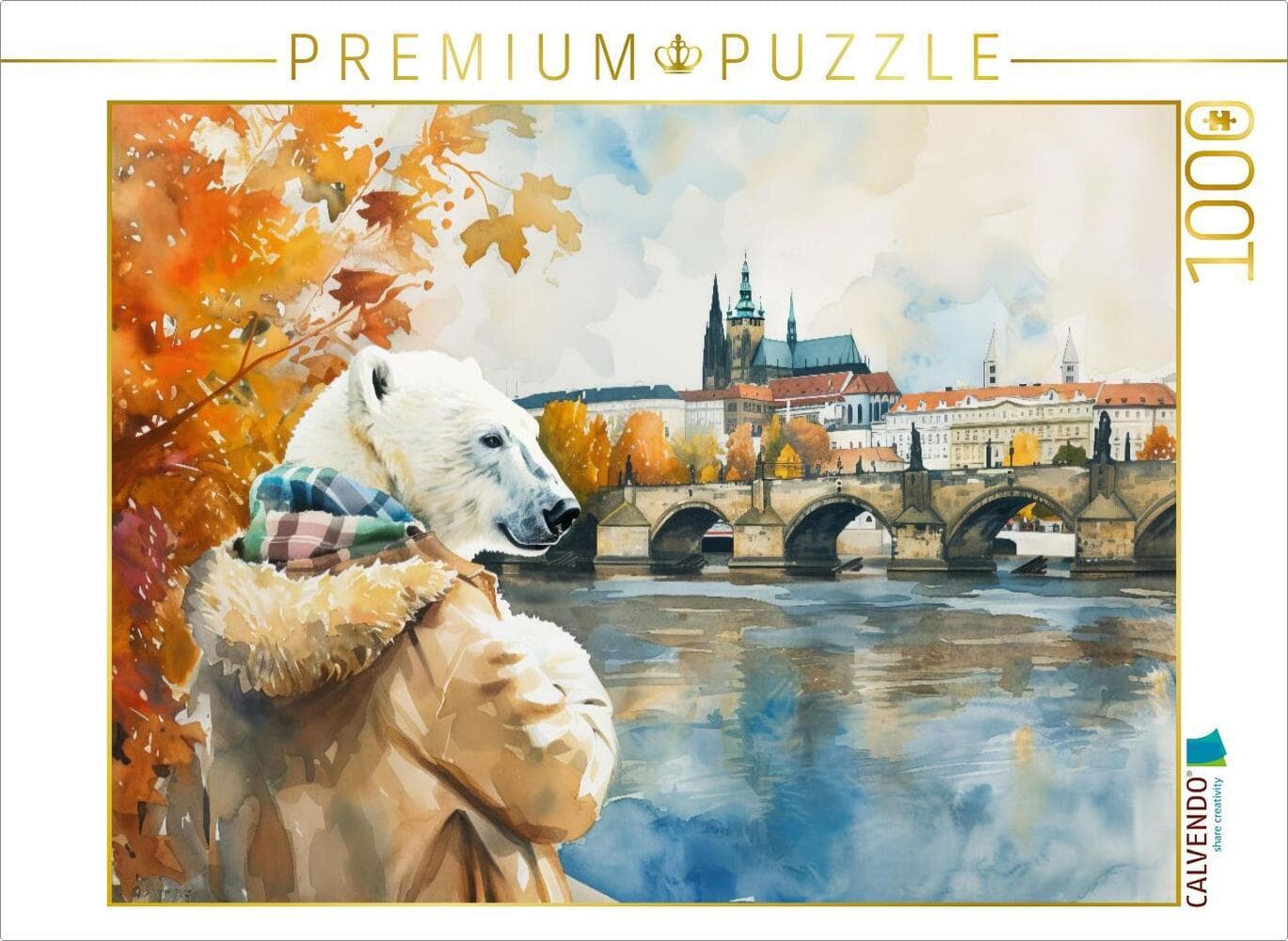 CALVENDO Puzzle Eisbär Eik in Prag in Tschechien | 1000 Teile Lege-Größe 64x48cm Foto-Puzzle für glü