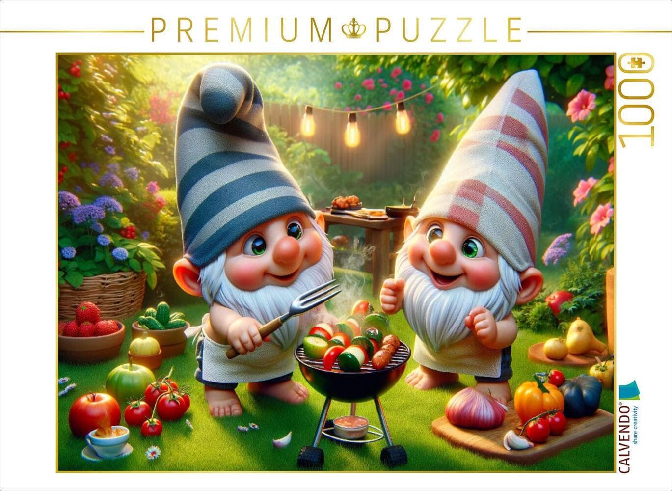 CALVENDO Puzzle Grillfest im Zwergengarten: Kulinarische Entdeckungen im Miniaturparadies | 1000 Tei