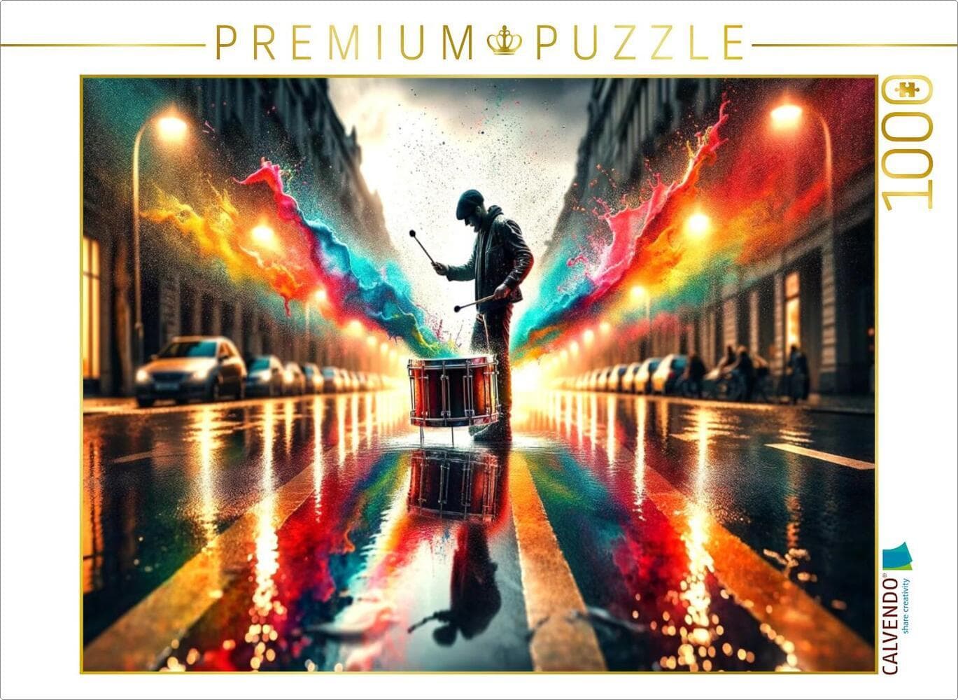 CALVENDO Puzzle Drummer im Rhythmus der Reflexion: Melodie der Morgenröte | 1000 Teile Lege-Größe 64
