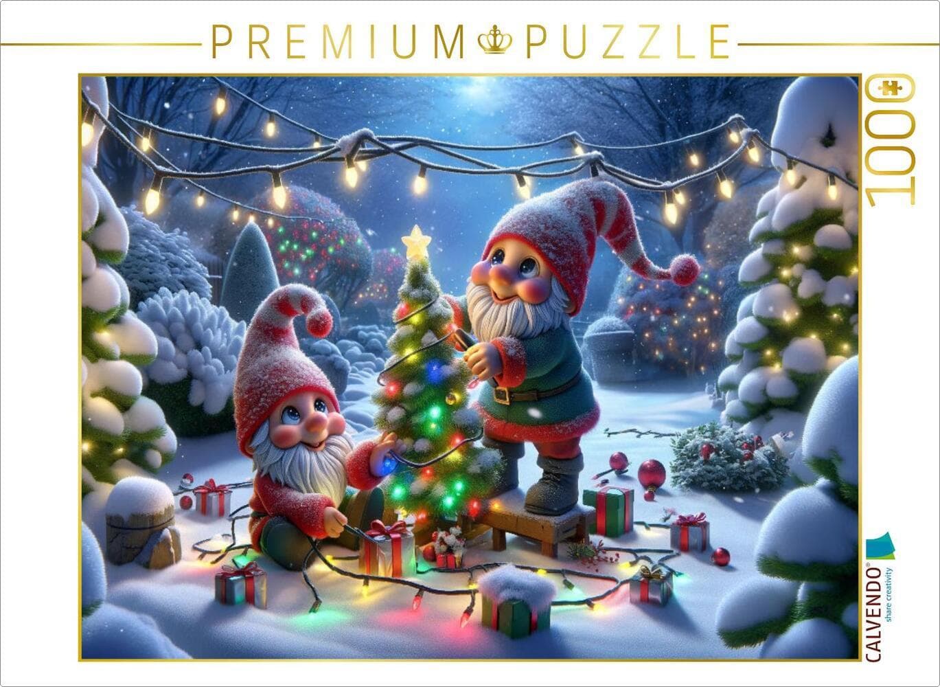 CALVENDO Puzzle Winterwunderland im Zwergengarten: Festliche Vorbereitungen im Schnee | 1000 Teile L