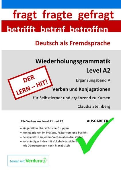 DaF - Wiederholungsgrammatik A2 - Ergänzungsband A - Verben und Konjugationen - Ausgabe FR