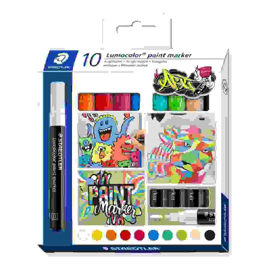 Mars Lumocolor Schreib- und Zeichbedarf Lumocolor paint marker Acryl-Marker m. Rundspitze, 10er Set