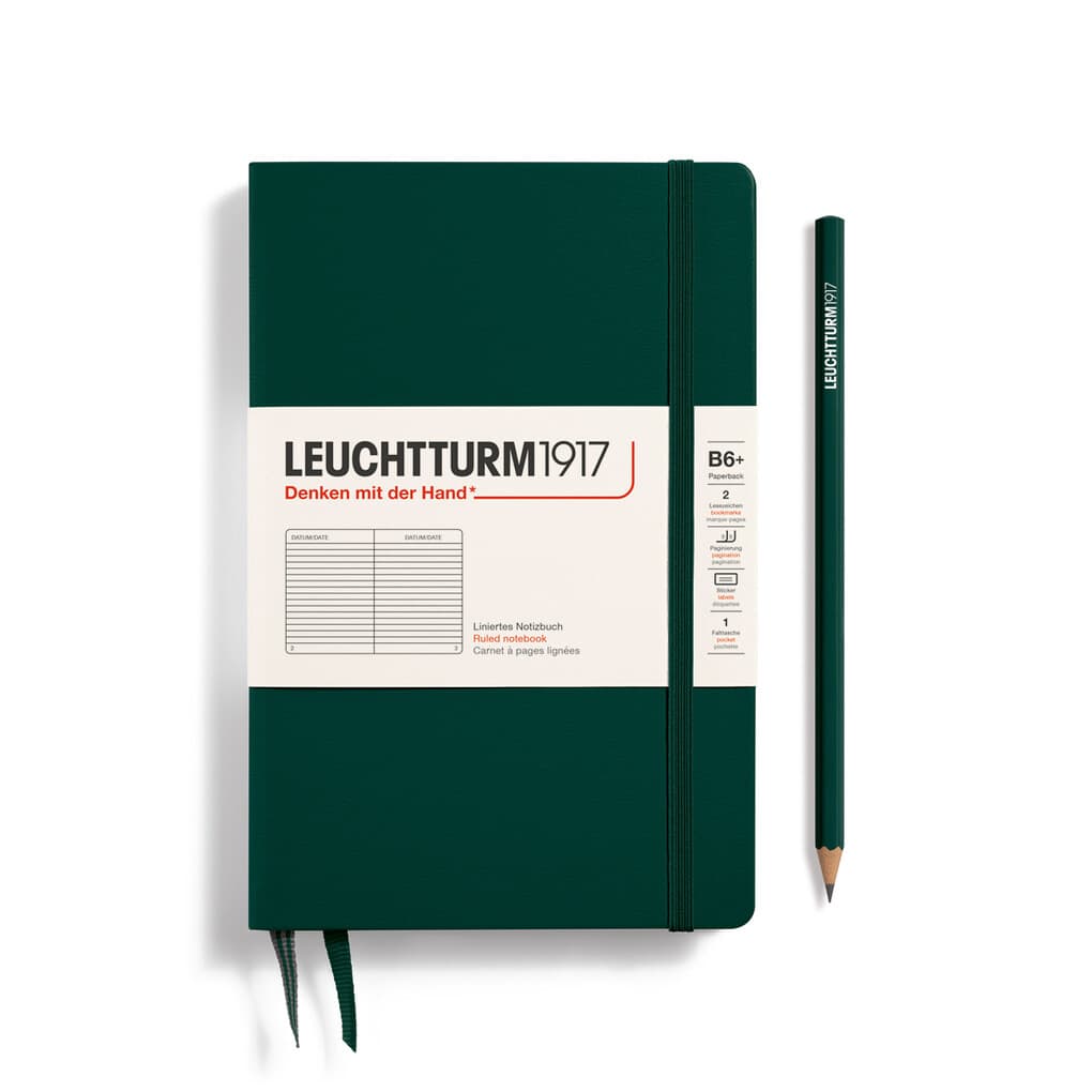 Notizbuch Paperback (B6+), Hardcover, 219 nummerierte Seiten, Forest Green, Liniert