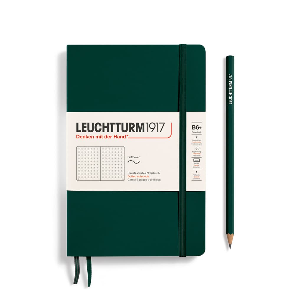 Notizbuch Paperback (B6+), Softcover, 123 nummerierte Seiten, Forest Green, Dotted