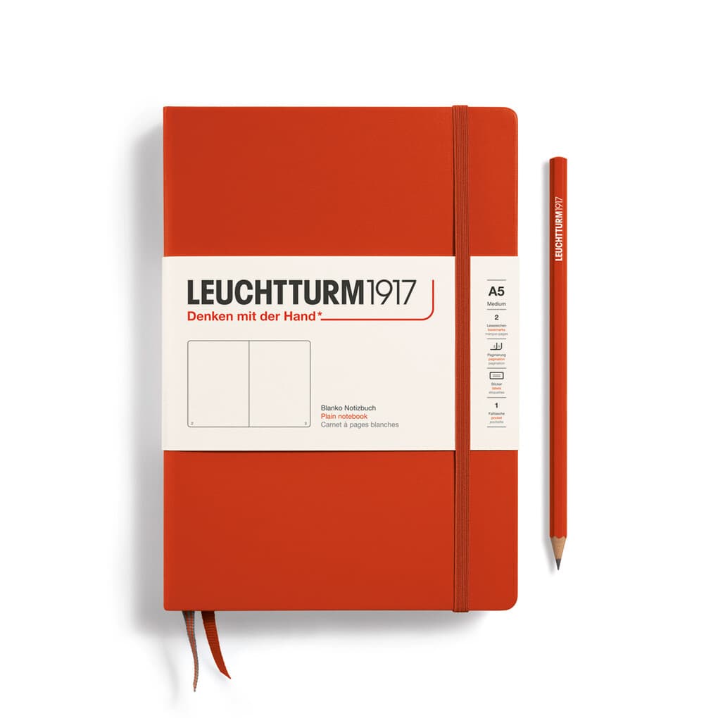 Notizbuch Medium (A5), Hardcover, 251 nummerierte Seiten, Fox Red, blanko
