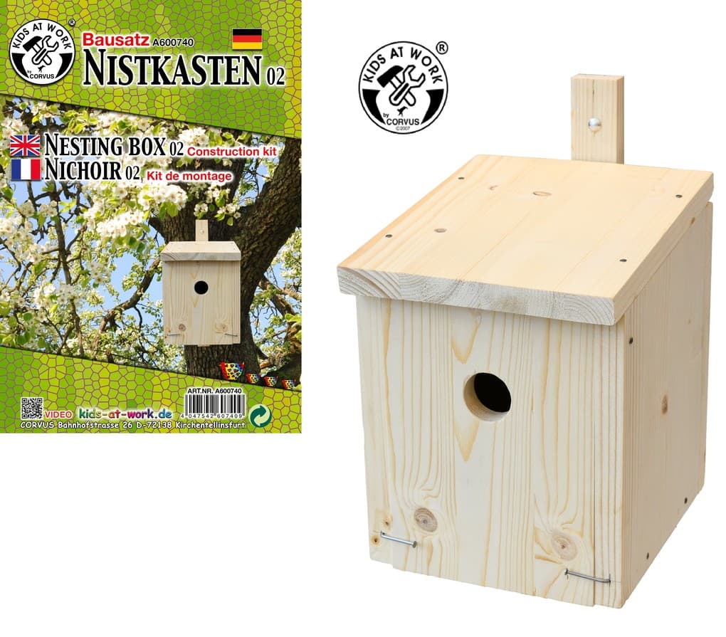 Corvus A600740 - Kids at Work, Nistkasten Bausatz, Holz, 22x17x20cm