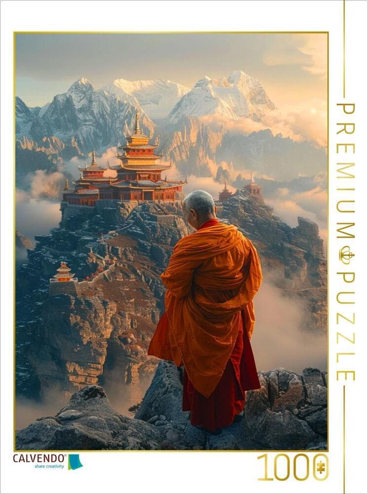 CALVENDO Puzzle buddhistischer Mönch in den Bergen | 1000 Teile Lege-Größe 64x48cm Foto-Puzzle für g