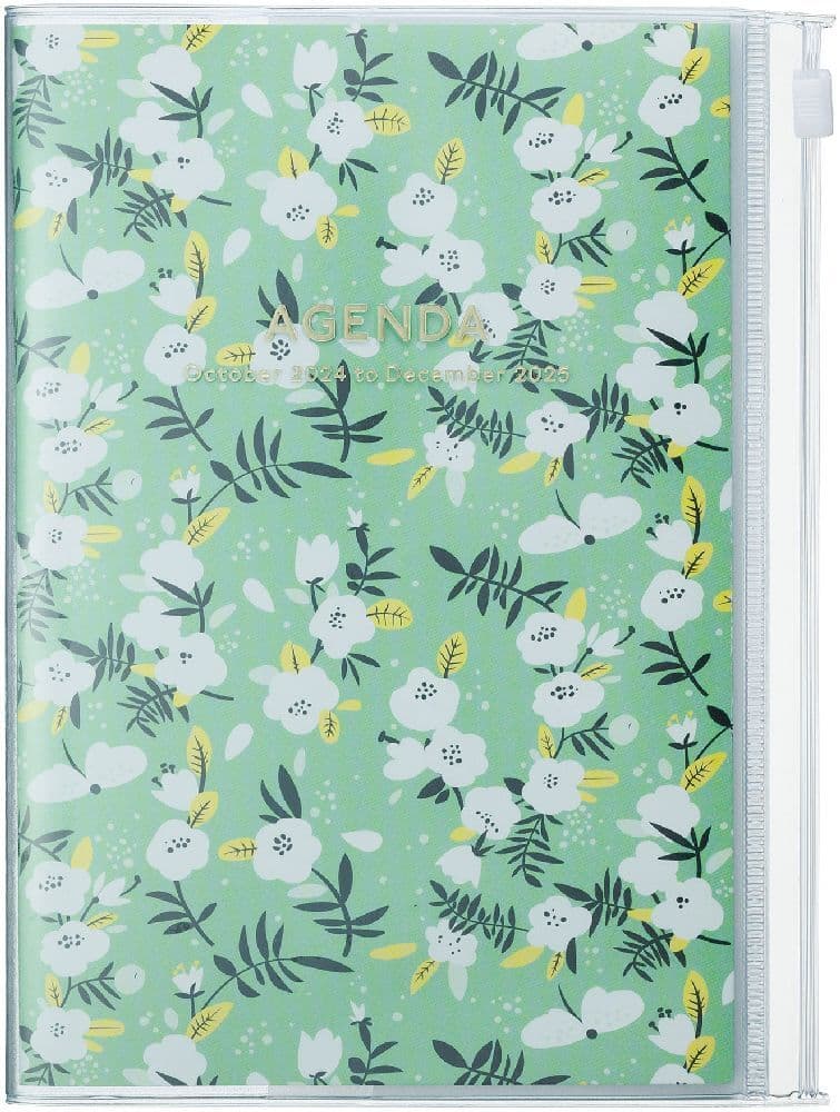 MARK'S 2024/2025 Taschenkalender B6 vertikal, Flower Pattern, Green