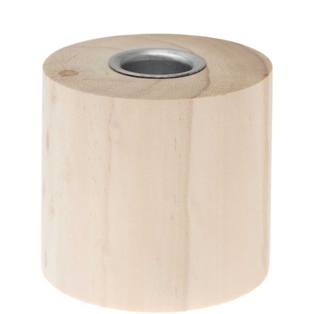 Holz Kerzenhalter rund, Ø 7,5 cm, H 7 cm, für Kerzen Ø 2,4 cm 