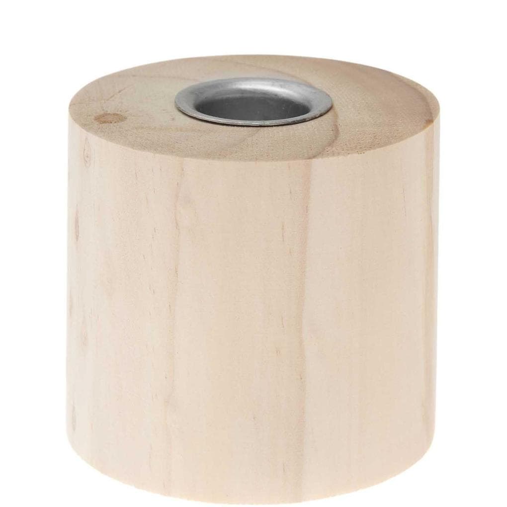 Holz Kerzenhalter rund, Ø 7,5 cm, H 7 cm, für Kerzen Ø 2,4 cm 
