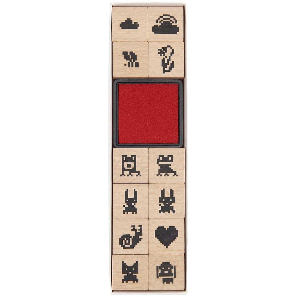 Stempelset Futschikato, Pixel, FSC 100%, 12 Stempel, 1 Stempelkissen