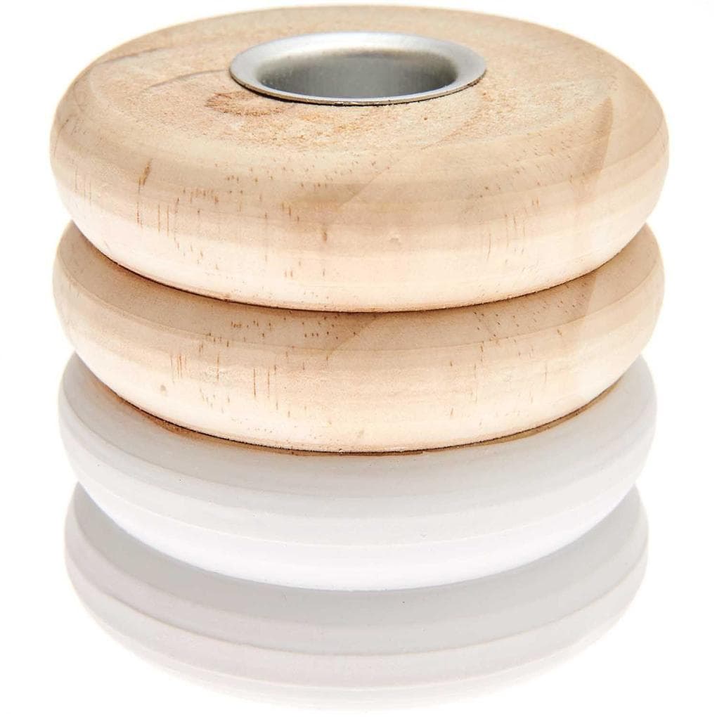 Holz Kerzenhalter Ringe, groß, Weiß, für Kerzen Ø 2,4 cm, Ø 7,5 cm, H 7 cm