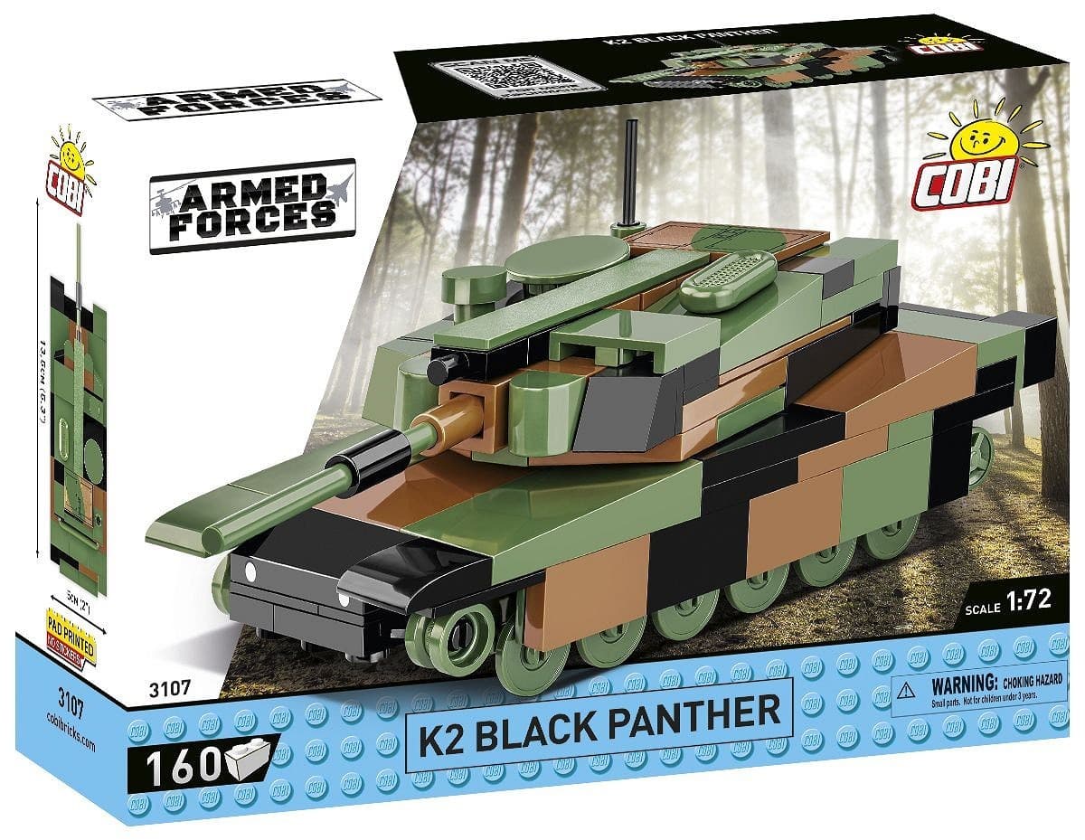 COBI Armed Forces 3107 - K2 Black Panther, Panzer, Maßstab 1:72, Bausatz, 160 Klemmbausteine