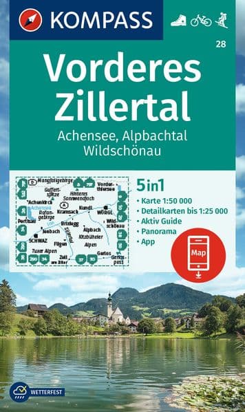 KOMPASS Wanderkarte 28 Vorderes Zillertal 1:50.000