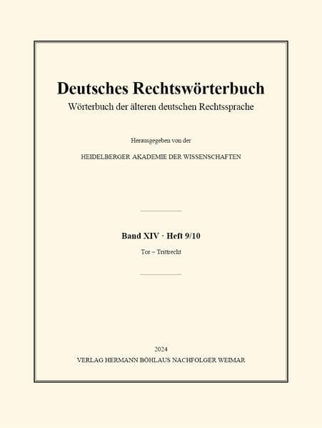Deutsches Rechtswörterbuch Band XIV, Heft 9/10