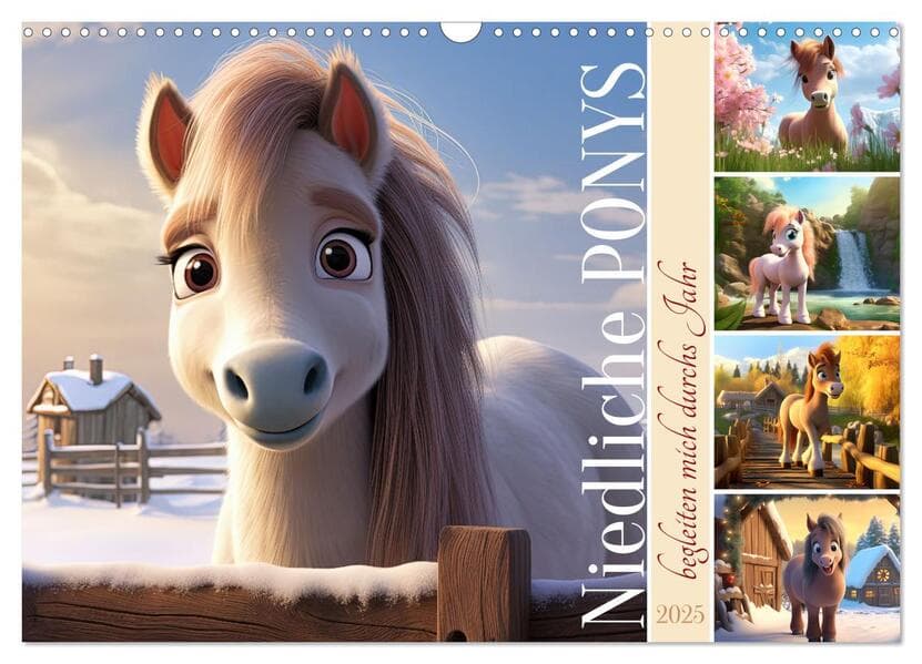 Niedliche Ponys (Wandkalender 2025 DIN A3 quer), CALVENDO Monatskalender