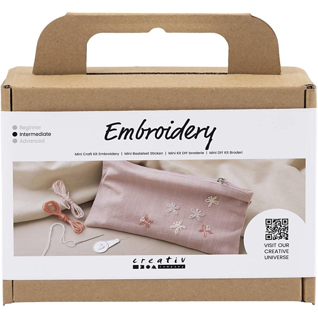 Creativ Company DIY Sets Sticken & Nadelstanzen Mini Kreativ Set Sticken, Staubrosé, Clutch, Kreativ Box