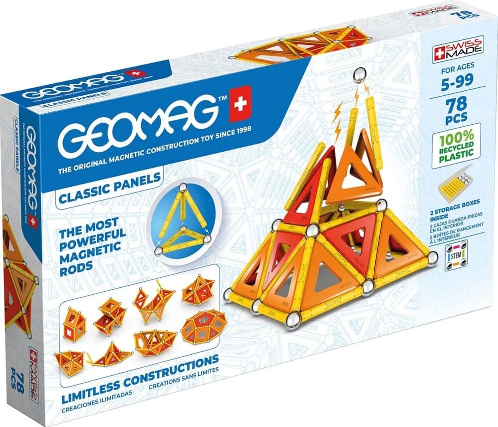 Invento 507041 - Geomag Classic Panels Green Line Recycled 78 pcs, Magnetischer Baukasten, Magnetspielzeuge