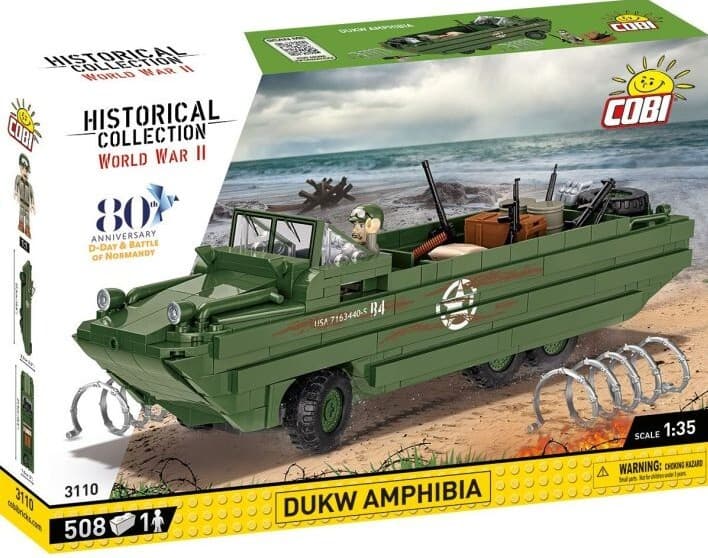 COBI Historical Collection 3110 - DUKW Amphibia, Amphibienfahrzeug, Bausatz 1:35, 508 Klemmbausteine/1 Spielfigur