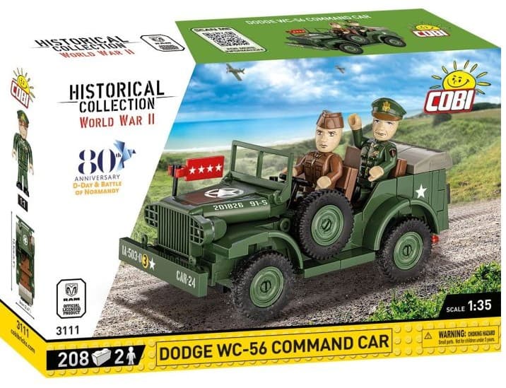 COBI Historical Collection 3111 - Dodge WC-56 Command Car, Bausatz 1:35, 208 Klemmbausteine/2 Spielfiguren