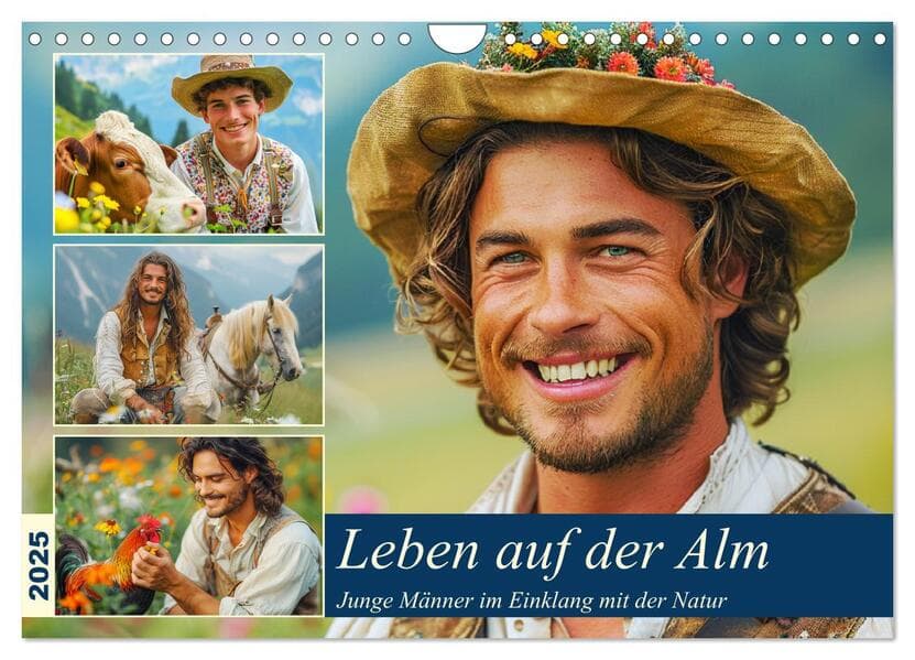 Leben auf der Alm. Junge Männer im Einklang mit der Natur (Wandkalender 2025 DIN A4 quer), CALVENDO Monatskalender