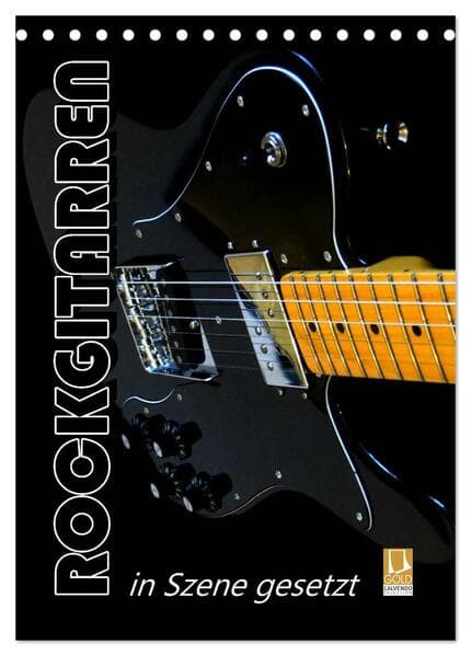 ROCKGITARREN in Szene gesetzt / Geburtstagskalender (Tischkalender 2025 DIN A5 hoch), CALVENDO Monatskalender