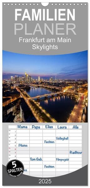 Familienplaner 2025 - Frankfurt am Main Skylights mit 5 Spalten (Wandkalender, 21 x 45 cm) CALVENDO