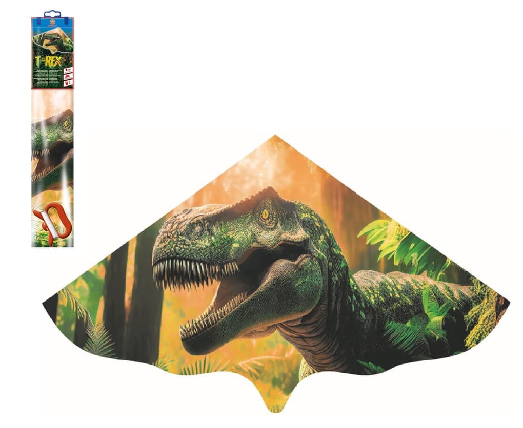 Paul Günther 1112 - Kinderdrachen T-REX aus PE-Folie, mit Wickelgriff und Schnur, Größe: 115 x 63 cm