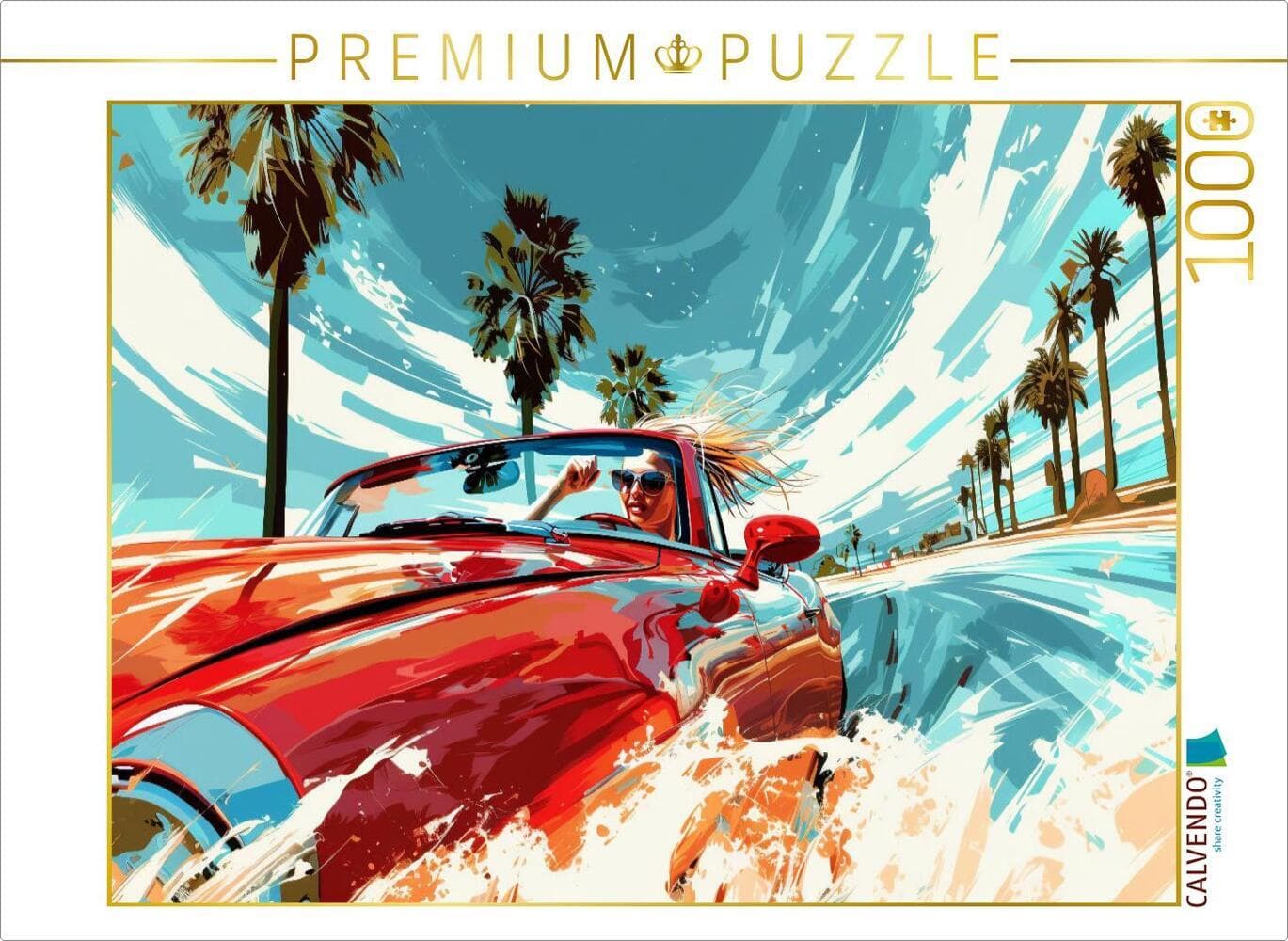 CALVENDO Puzzle Die Kurven beherrschen - Sportwagen und Frau | 1000 Teile Lege-Größe 64x48cm Foto-Pu