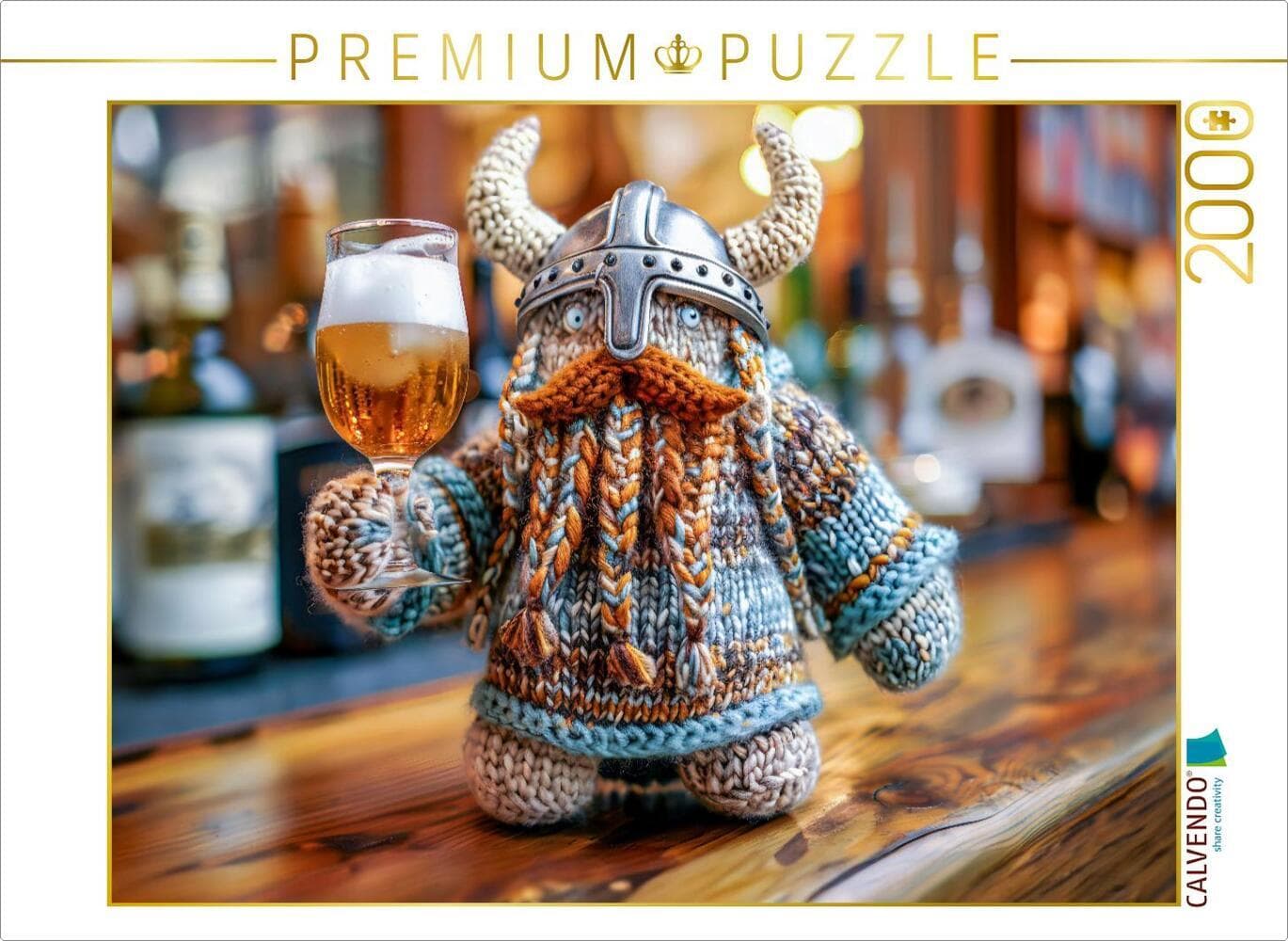 CALVENDO Puzzle Wikinger Einherjer mit einem Glas Bier. Gehäkelt. | 2000 Teile Lege-Größe 90x67cm Fo