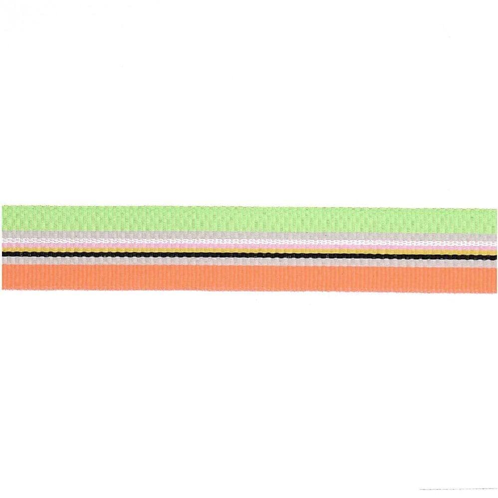 Webband Multi Streifen, Neon Rot/Schwarz/Gelb/Rosa/Iri/Grün