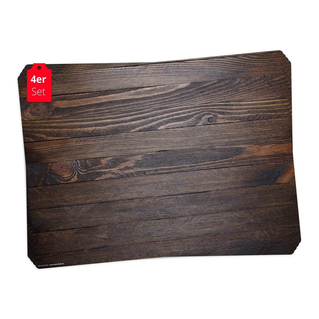 Tischsetmacher Tischsets Holzoptik dunkelbraun, aus hochwertigem Vinyl (4 Stück), 44 x 32 cm