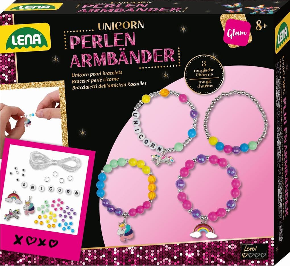 Lena - Perlen Armbänder Unicorn, Faltschachtel