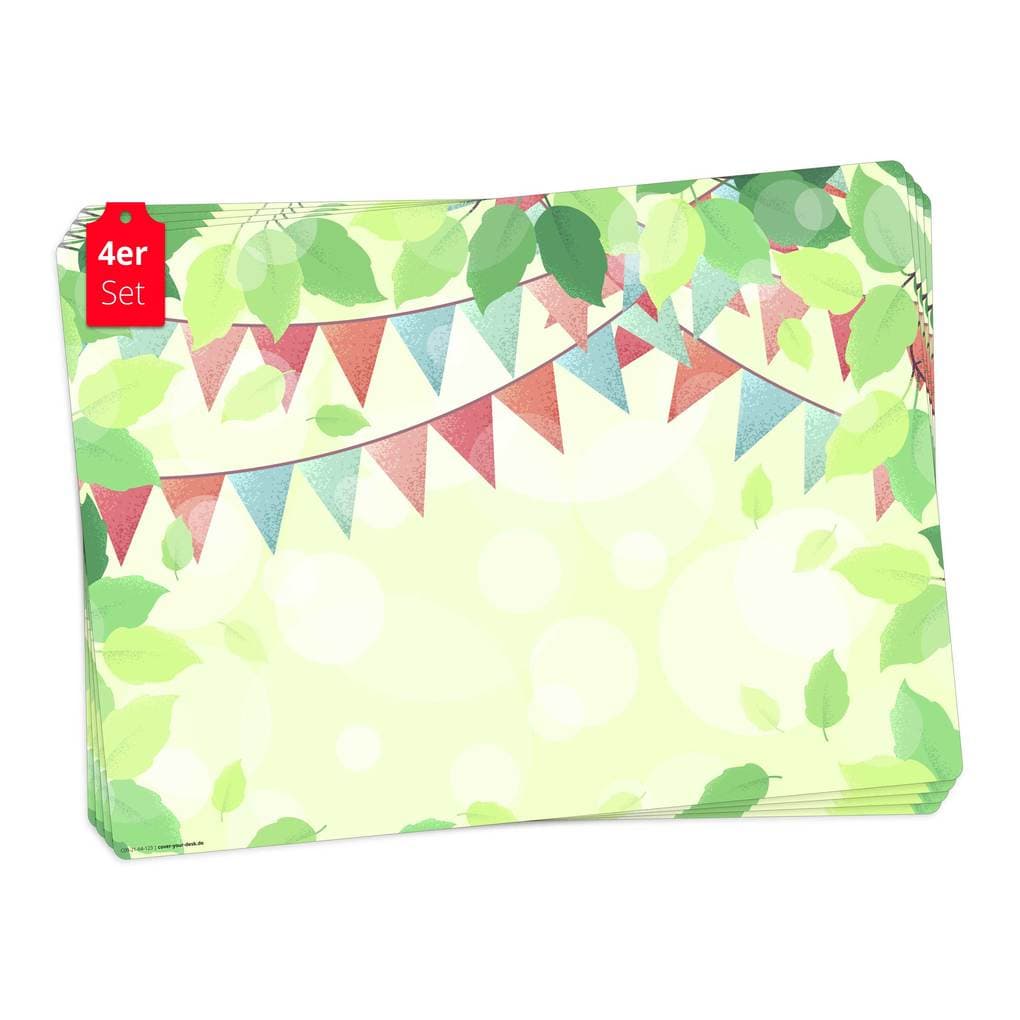 Tischsetmacher Tischsets Gartenparty Illustration, aus hochwertigem Vinyl (4 Stück), 44 x 32 cm