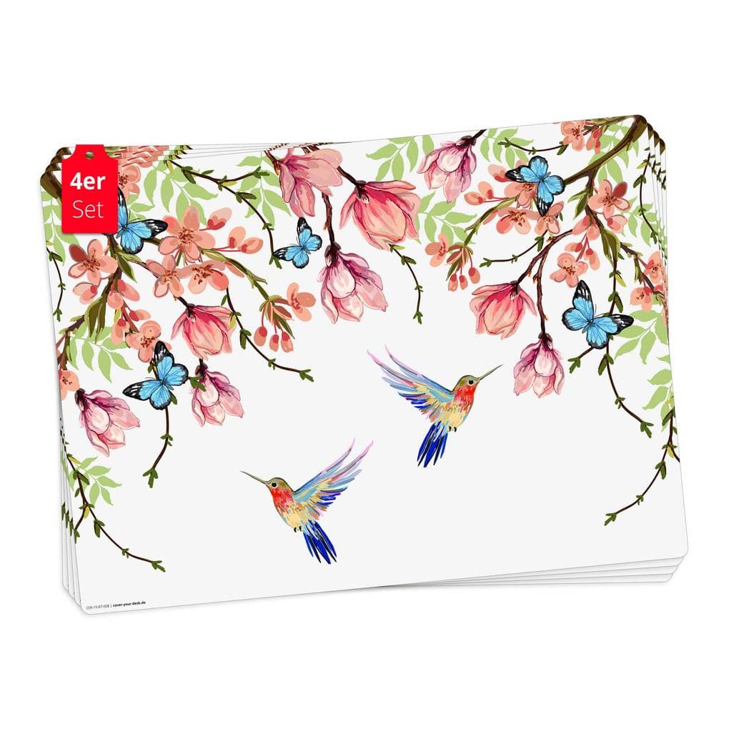 Tischsetmacher Tischsets Kolibris und Schmetterlinge, aus hochwertigem Vinyl (4 Stück), 44 x 32 cm