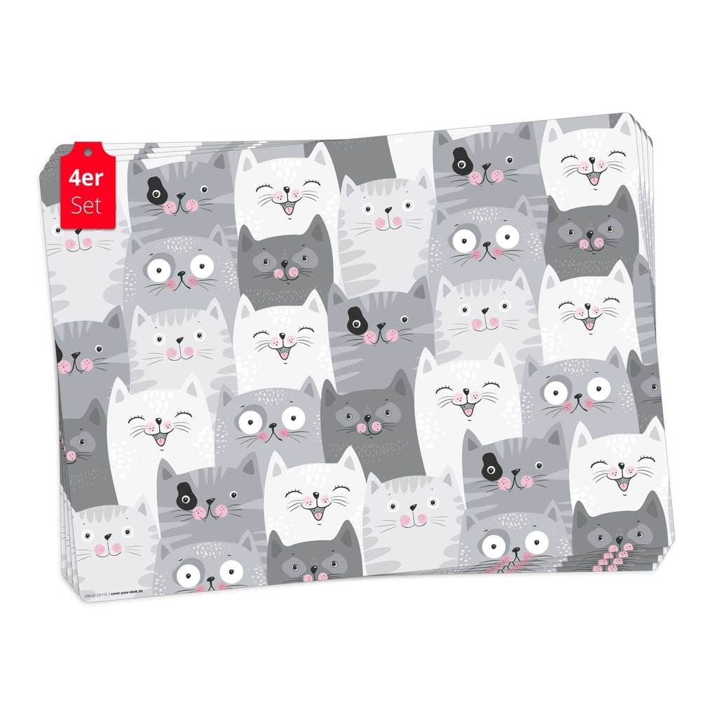Tischsetmacher Tischsets Katzen-Konferenz, aus hochwertigem Vinyl (4 Stück), 44 x 32 cm