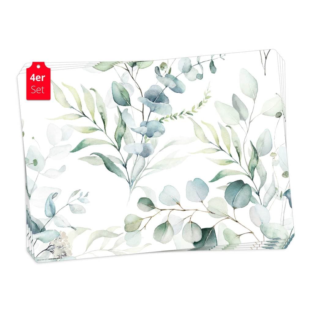 Tischsetmacher Tischsets Eukalyptus Wasserfarbe, aus hochwertigem Vinyl (4 Stück), 44 x 32 cm