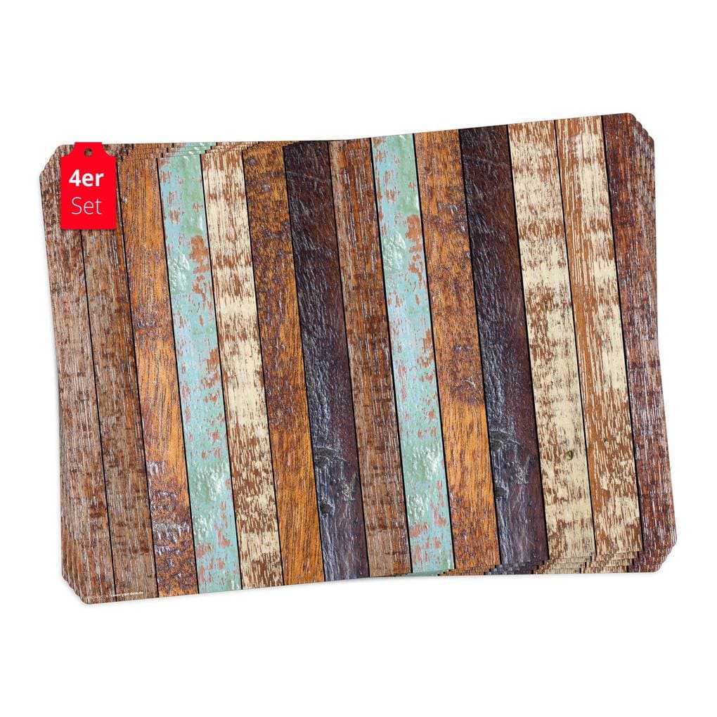 Tischsetmacher Tischsets Holzoptik gestreift, aus hochwertigem Vinyl (4 Stück), 44 x 32 cm