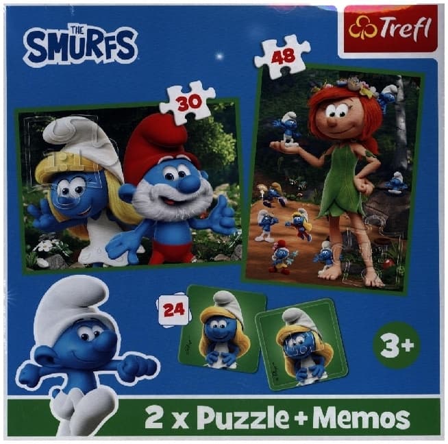 2 in 1 Puzzles + Memo - Die Schlümpfe haben Spaß