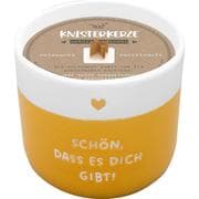 Kerze mit Gravur  Schön, dass es dich gibt : Kerze im Becher, mit Holzdocht